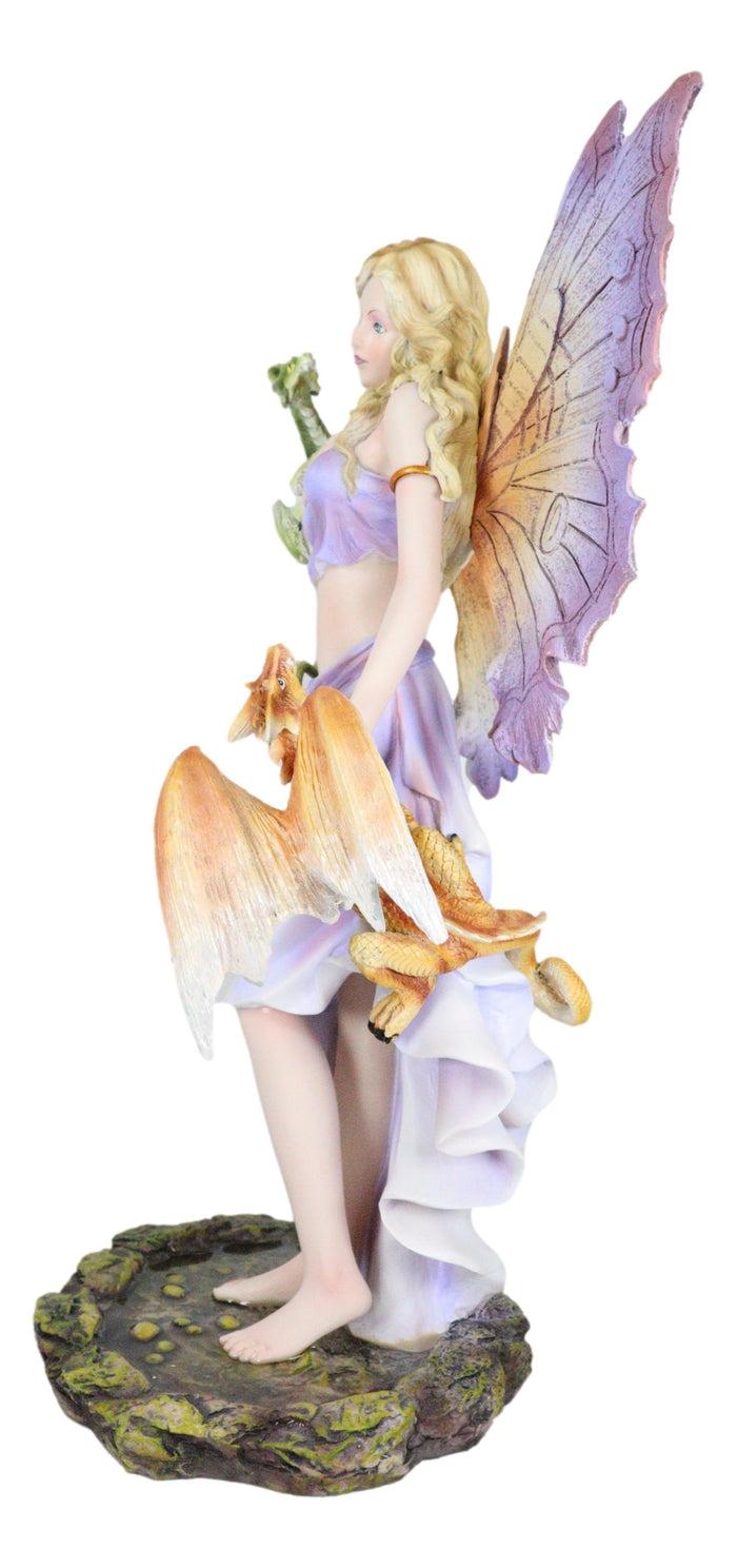 Khaleesi Mother Of Dragons Purple Fairy With Green And Red Dragonlings Figurine
