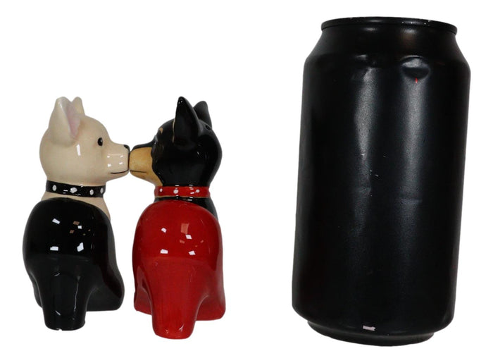 Kissing Chihuahua Dogs In Red And Black Pump Heel Shoes Salt And Pepper Shakers