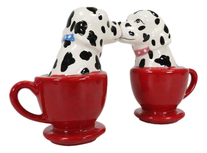 Kissing Dalmatian Dogs In Tea Cup 3.5'' Tall Magnetic Salt And Pepper Shakers