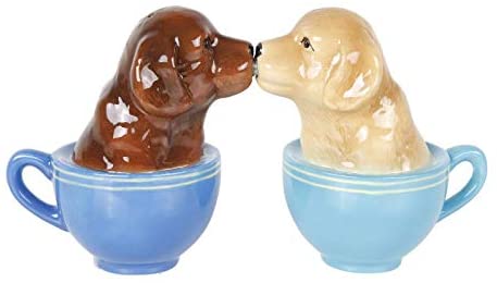 Kissing Labrador Puppies In Tea Cup Salt And Pepper Shaker Set Cute Labradors
