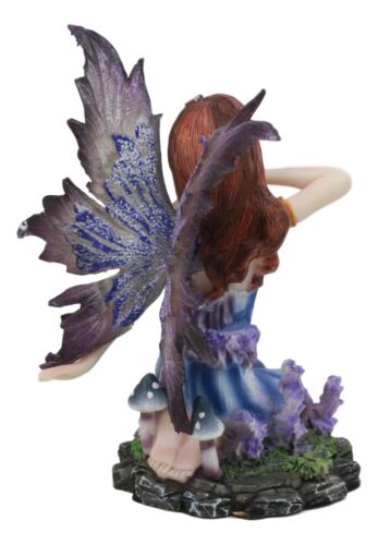 Kneeling Purple Lavender Girl Fairy Garden Statue 4.25"Tall Fantasy Collectible