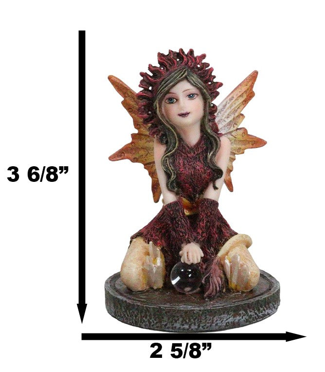 Kneeling Red Tribal Dress Summer Hanuman Fairy With Crystal Ball Small Figurine