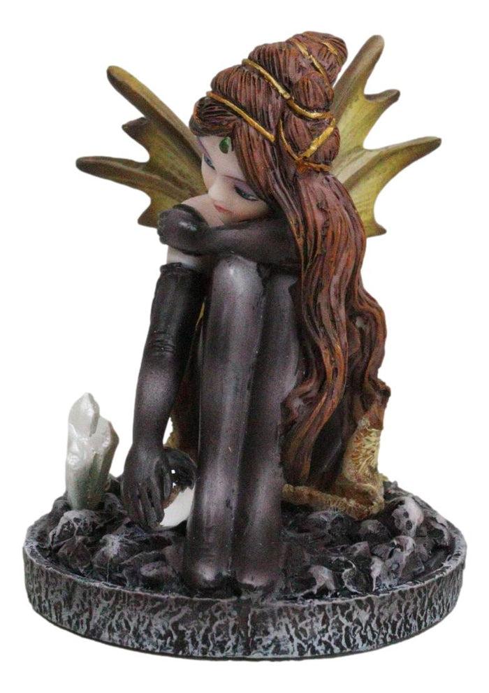Kneeling Tribal Dressed Autumn Fall Elf Fairy With Crystal Ball Small Figurine