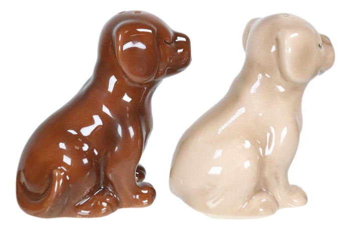 Labrador Puppies Magnetic Salt And Pepper Shakers Set Blond Chocolate