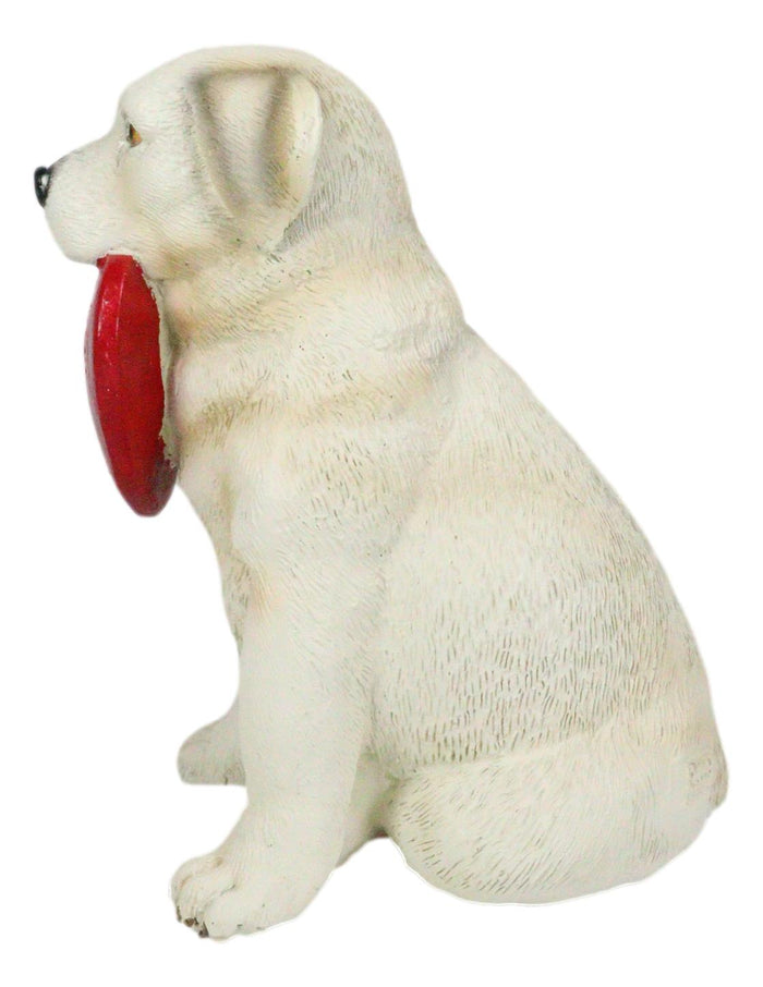 Labrador Puppy Dog Biting Red Heart I Love You Sign Figurine Pet Pal Animal Art