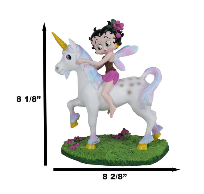 Lady Of Enchantment Pink Sweet Betty Boop Fairy With Rainbow Unicorn Figurine