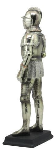 Large 12.5"H Medieval Suit Of Armor Swordsman Knight Standing Guard Statue Decor