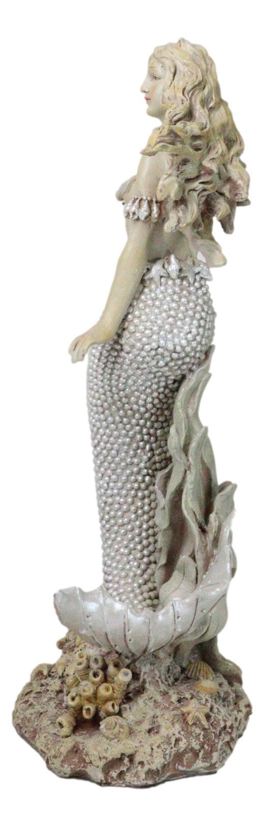 Large 15"H Vintage Sea Queen Ariel Mermaid Holding Starfish By Coral Reef Statue