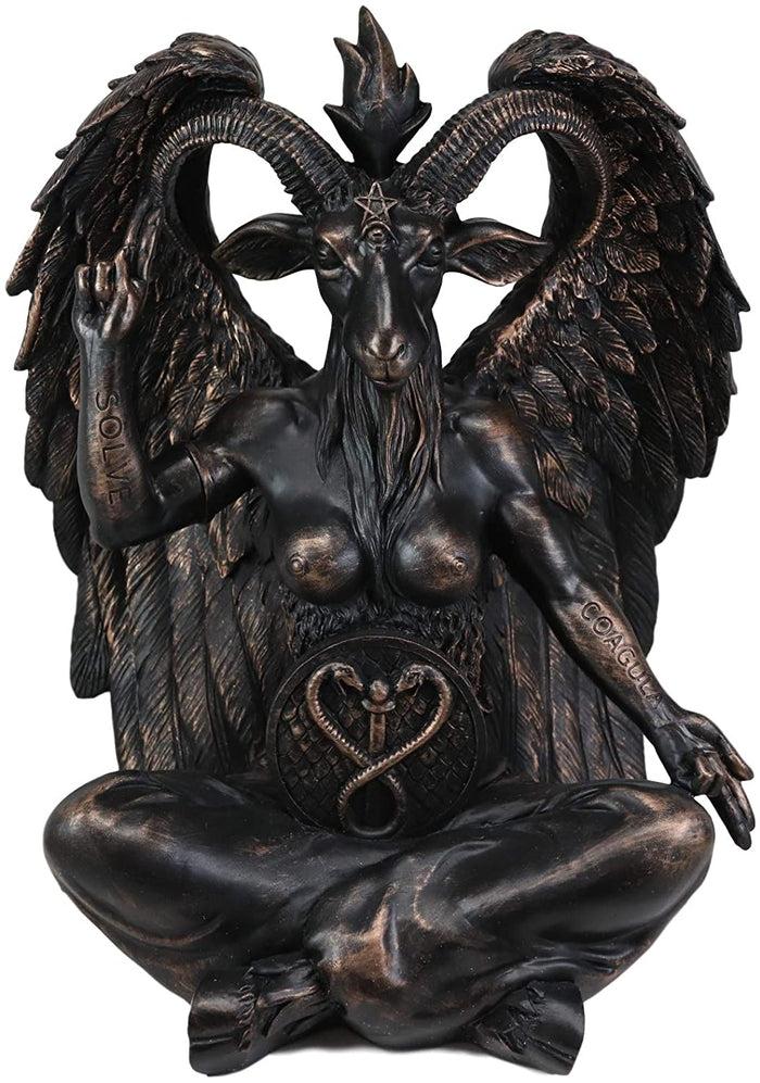 Large 16" Tall Sabbatic Goat Idol Samael Lilith Baphomet Seated Statue