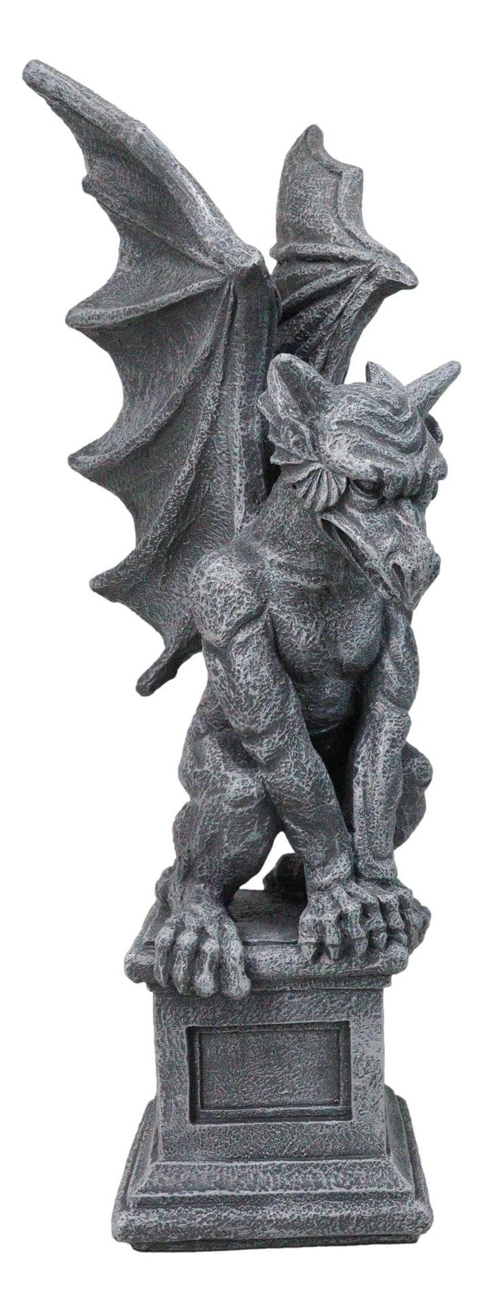 Large 17" H Gothic Crouching Wise Old Griffin Gargoyle On Pedestal Figurine Large 17" H Gothic Crouching Wise Old Griffin Gargoyle On Pedestal Figurine
