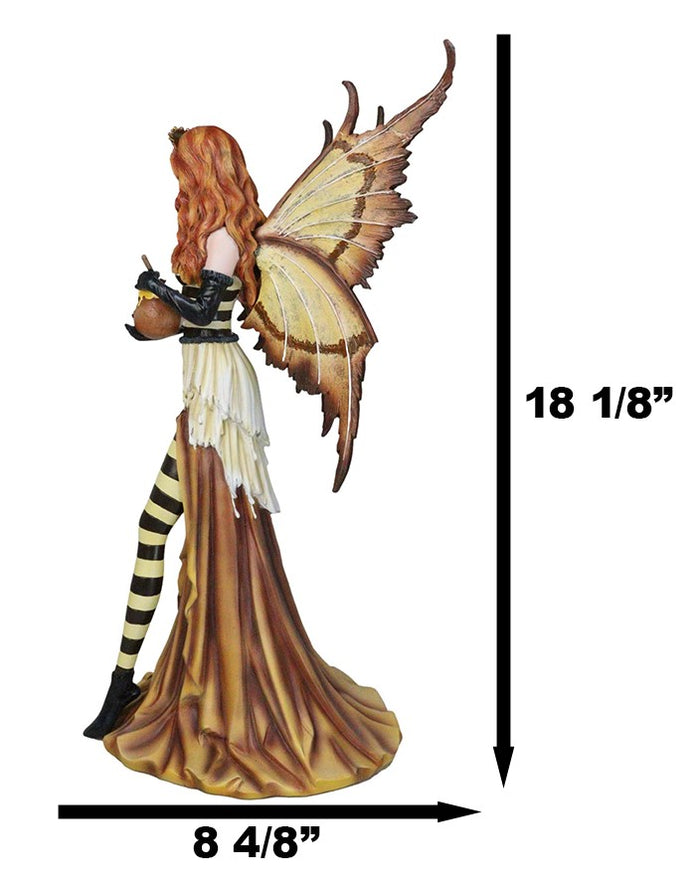 Large 18"H Fantasy Queen Bee Bumblebee Mother Fairy Carrying Honey Pot Statue