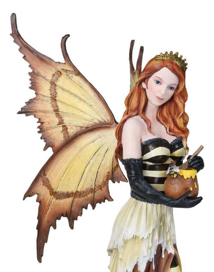 Large 18"H Fantasy Queen Bee Bumblebee Mother Fairy Carrying Honey Pot Statue