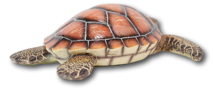 Large 18"W Coastal Marine Brown Giant Sea Turtle Swimming 3D Wall Plaque Decor