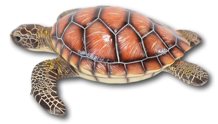 Large 18"W Coastal Marine Brown Giant Sea Turtle Swimming 3D Wall Plaque Decor