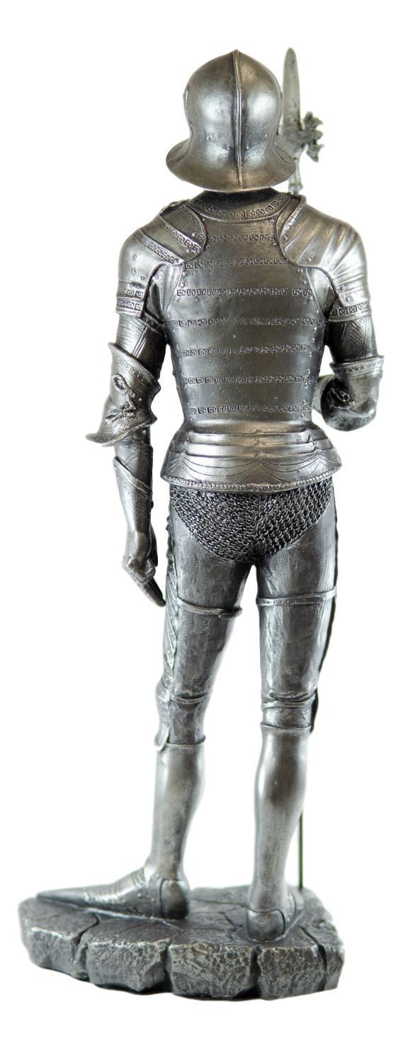 Large 23" Tall Medieval Halberdier Armored Guard Statue Suit Of Armor Figurine