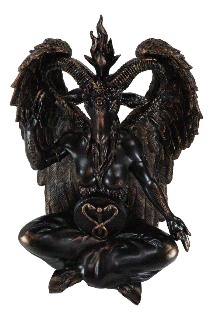 Large 24"H Sabbatic Goat Idol Samael Lilith Baphomet Seated Altar Statue