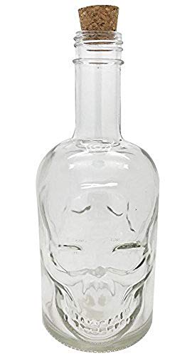 Large 30oz Skeleton Skull Whisky Vodka Scotch Liquor Cork Glass Bottle Decanter