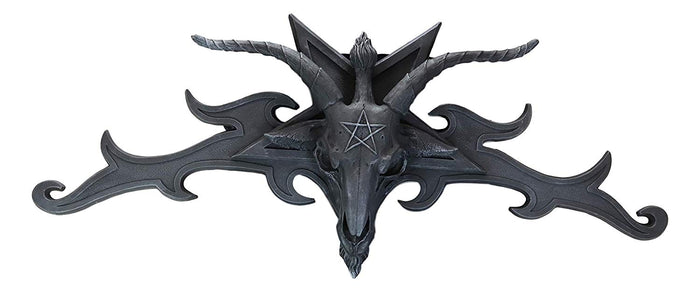 Large 34"W Sabbatic Goat Baphomet Head Wall Decor Overdoor Door Pediment
