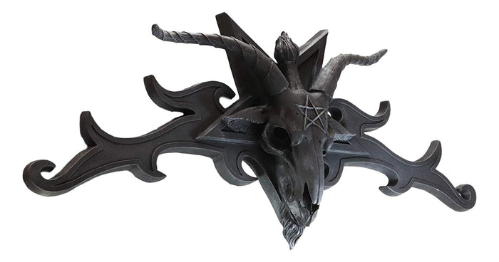 Large 34"W Sabbatic Goat Baphomet Head Wall Decor Overdoor Door Pediment