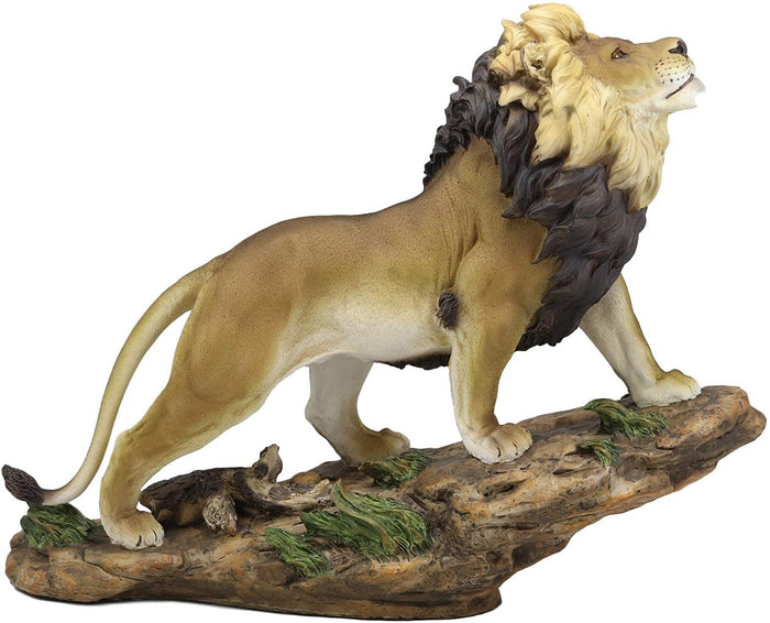 Large African Wildlife King Lion Simba Ascending On Pride Rock Statue 16.25"L