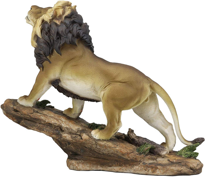 Large African Wildlife King Lion Simba Ascending On Pride Rock Statue 16.25"L