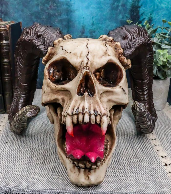Large Bizarre Demonic Krampus Ram Horned Skull Statue Gothic Figurine Halloween