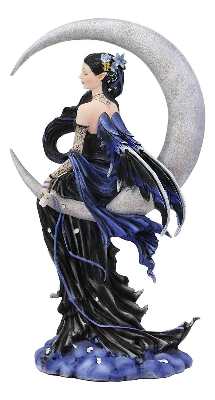 Large Celestial Crescent Moon Solace Fairy Statue 12"H By Nene Thomas Decor