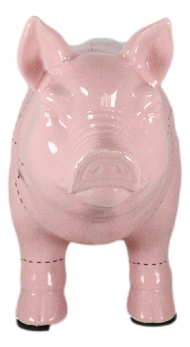 Large Ceramic Rustic Country Farmhouse Pink Pig Pork Butcher Chart Figurine