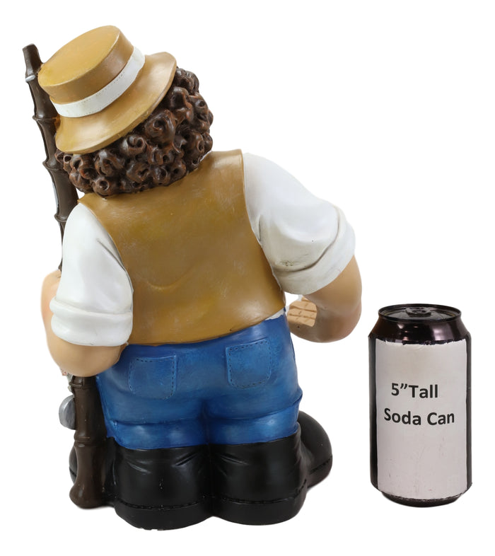 Large Favorite Pastime Fisherman With Fishing Rod And Bass Fishes Wine Holder