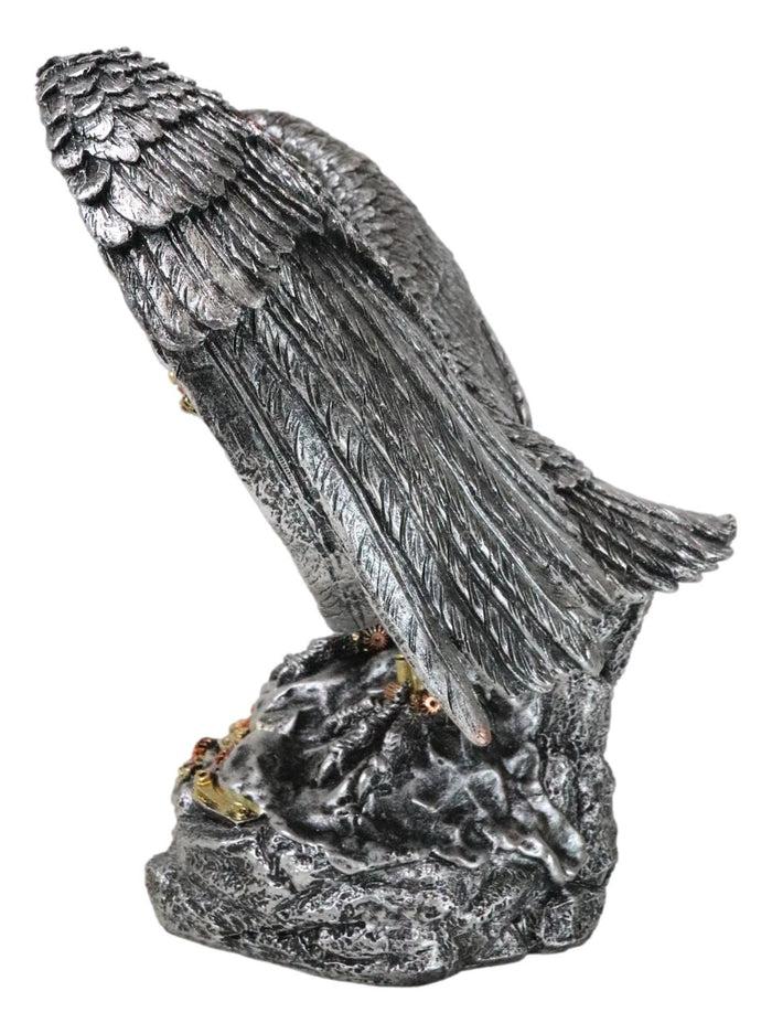 Large Geared Clockwork Steampunk Nano Cyborg Eagle With Open Wings Figurine