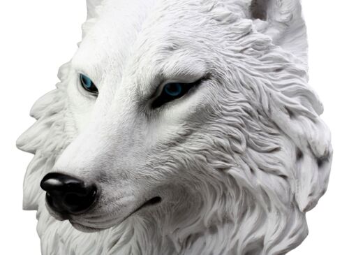 Large Ghost Albino Snow White Wolf Head Wall Decor Plaque 16"H Direwolf Figure
