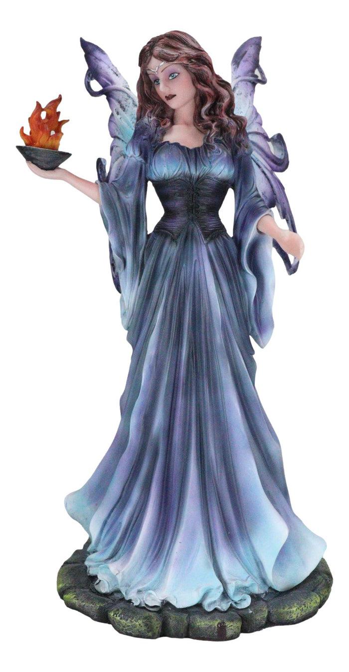 Large Goddess Of Olympian Fire Elemental Fairy Queen In Blue Long Gown Statue