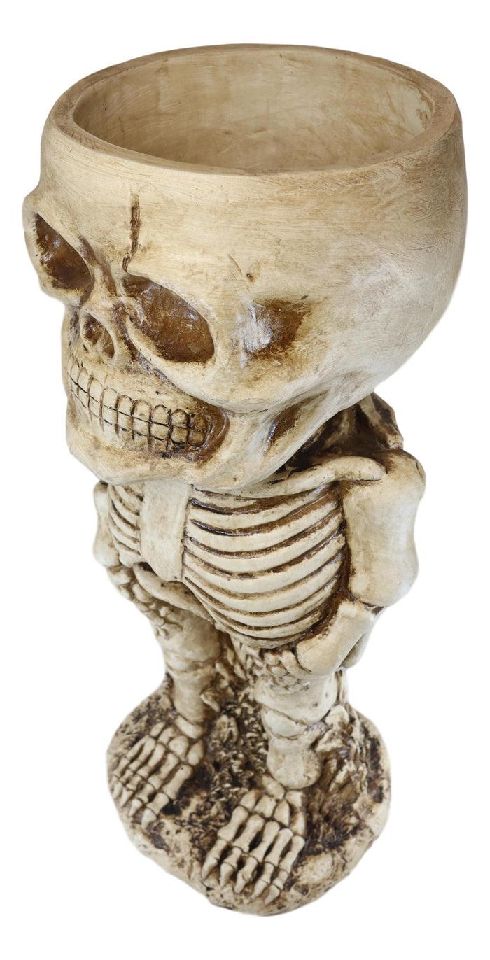 Large Grinning Baby Skeleton Skull Floral Nursery Plant Planter Bowl Pot Statue