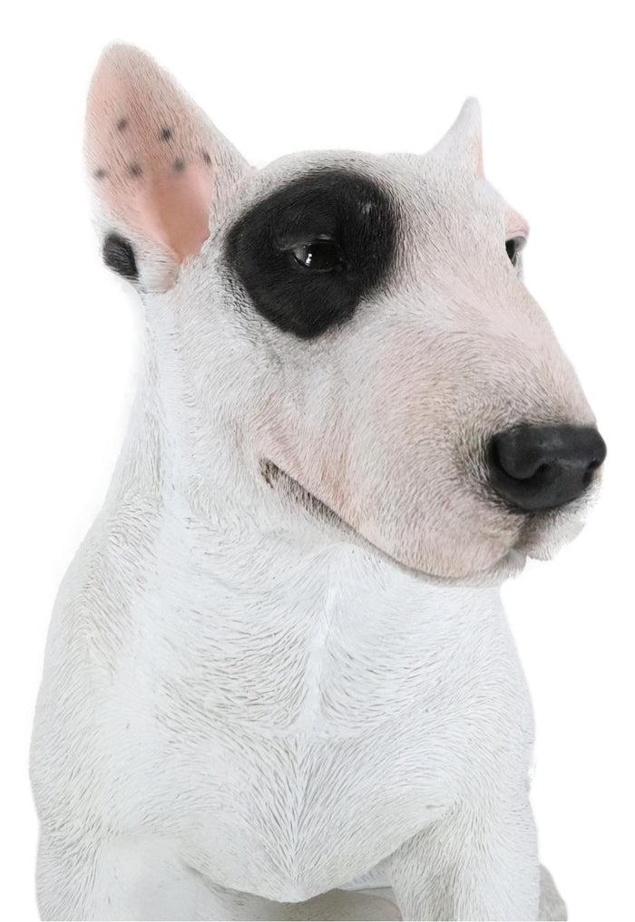 Large Lifelike Comical Bull Terrier Sitting Statue 16" L Fine Pedigree Dog Decor