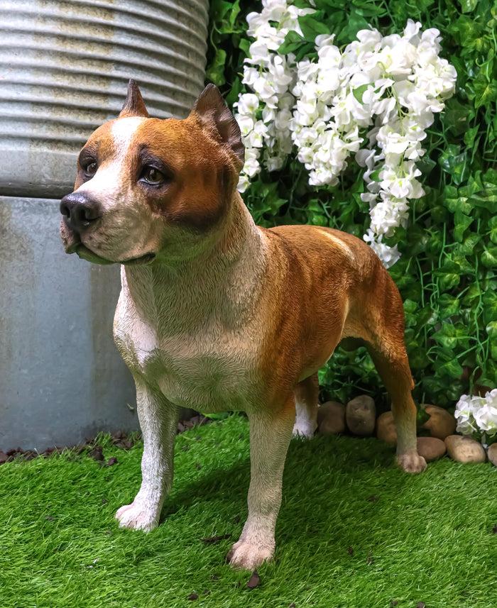 Large Lifelike Realistic American Pit Bull Terrier Dog Statue 21.75"L Decor Large Lifelike Realistic American Pit Bull Terrier Dog Statue 21.75"L Decor