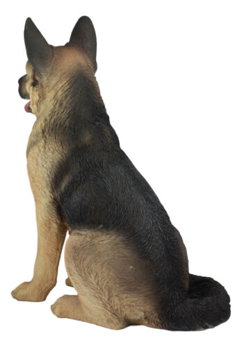 Large Lifelike Realistic German Shepherd Dog Statue With Glass Eyes 21.25"H