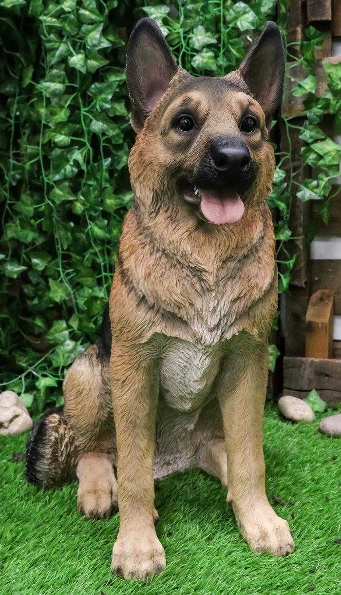 Large Lifelike Realistic German Shepherd Dog Statue With Glass Eyes 21.25"H Large Lifelike Realistic German Shepherd Dog Statue With Glass Eyes 21.25"H