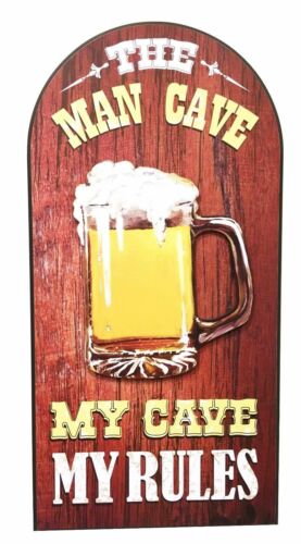 Large Man Cave My Rules Beer Tankard Sign Door Wall Art Plaque Decor Figurine