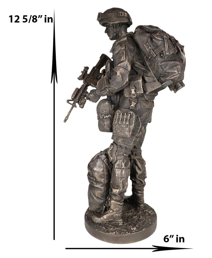 Large Military War Parachutist Soldier Paratrooper Carrying Rifle Statue 12.75"H