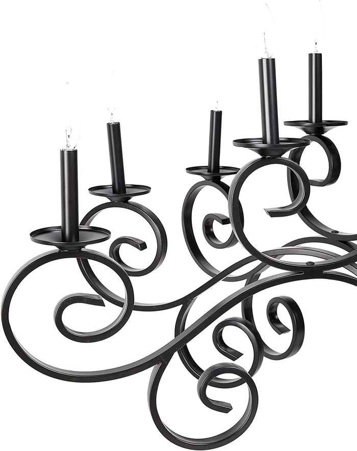 Large Modern Black Iron Ornate French Scroll 18 Arms Chandelier Pendant Lamp