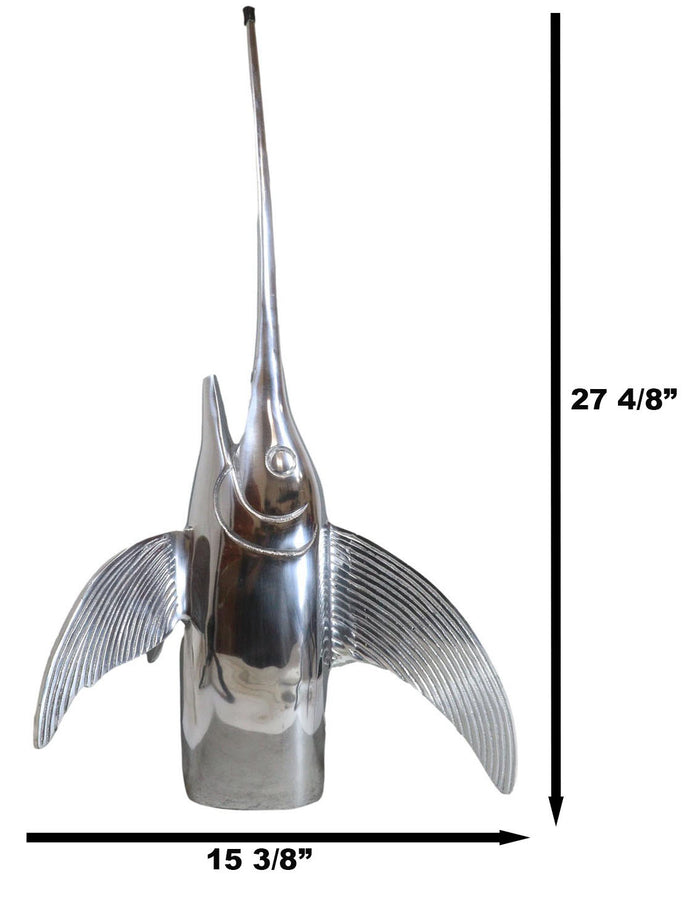 Large Nautical Marine Coastal Polished Aluminum Swordfish Wall Head Decor Plaque