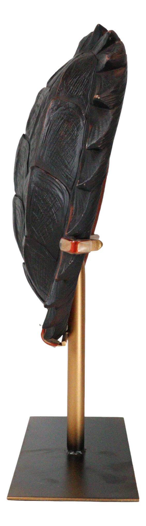 Large Nautical Marine Jagged Shell Faux Sea Turtle Sculpture With Pole Stand