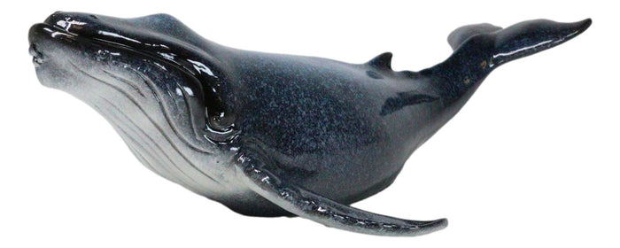 Large Nautical Ocean Marine Baleen Blue Humpback Whale Swimming Figurine 17"L