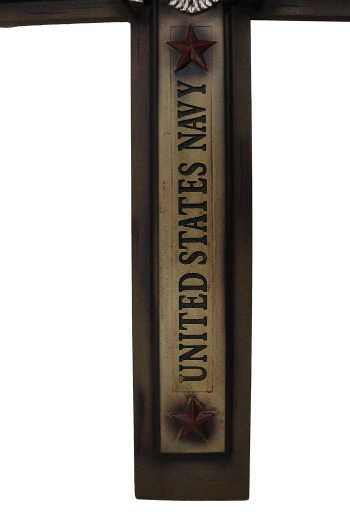 Large Patriotic United States Navy Eagle And Anchor Emblem Wall Cross Plaque