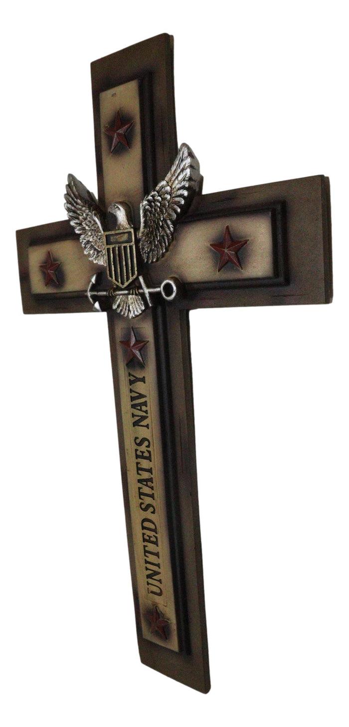 Large Patriotic United States Navy Eagle And Anchor Emblem Wall Cross Plaque