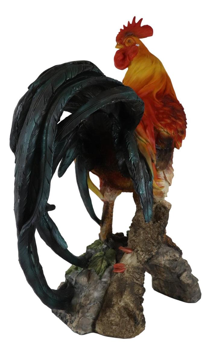Large Realistic Rustic Western Country Chicken Morning Crow Rooster Statue