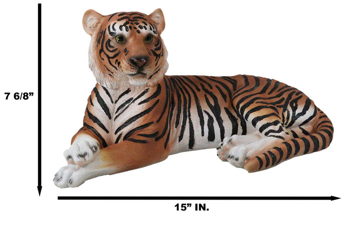 Large Royal Bengal Tiger Resting Gracefully 15.5" Long Statue Home Garden Decor