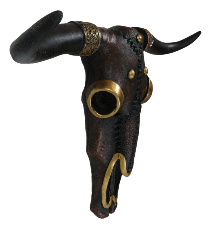 Large Rustic Western Steampunk Tooled Leather Steer Bull Cow Skull Wall Decor