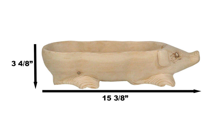 Large Rustic Wooden Hand Carved Tiki Animal Farm Pig Serving Bowl Tray Platter