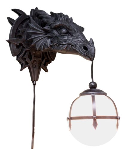 Large Sculptural Shadow Basilisk Dragon Wall Sconce Electrical Cord Ball Lamp